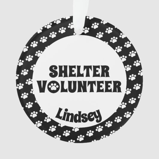 Zwarte en Witte Shelter Volunteer Ornament (voorkant)