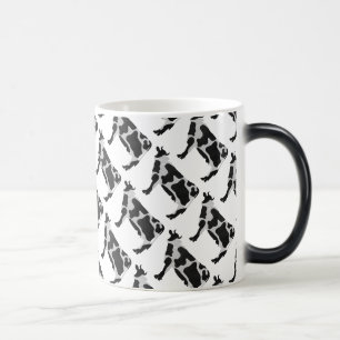 Zwarte en Witte Silhouet van Koe Magische Mok