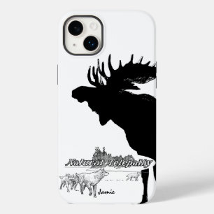 Zwarte en witte Silhouette  Moose Wolf Case-Mate iPhone Case