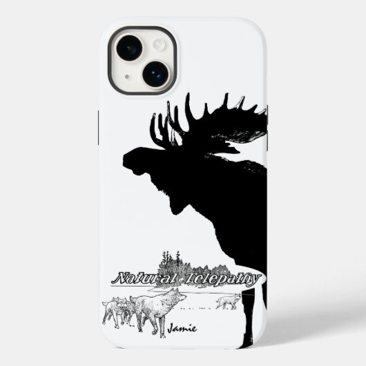Zwarte en witte Silhouette  Moose Wolf Case-Mate iPhone Case (Achterkant)