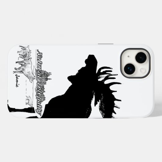 Zwarte en witte Silhouette  Moose Wolf Case-Mate iPhone Case (Achterkant (horizontaal))