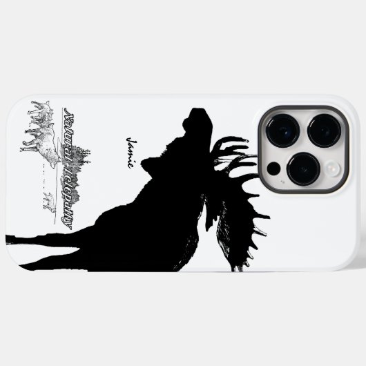 Zwarte en witte Silhouette Moose Wolf Case-Mate iPhone Case (Achterkant (horizontaal))
