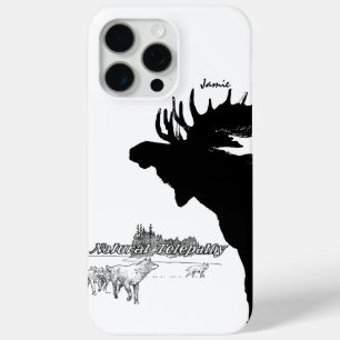 Zwarte en witte Silhouette  Moose Wolf iPhone 15 Pro Max Hoesje
