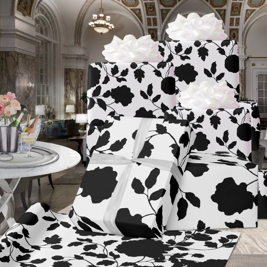 Zwarte en witte sinaasappelwijn cadeaupapier