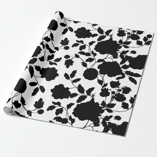 Zwarte en witte sinaasappelwijn cadeaupapier (Uitgerold)