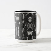 Zwarte en witte skeletten Halloween Mok (Voorkant rechts)