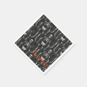 Zwarte en witte skeletten Halloween Napkins Servet (Hoek)