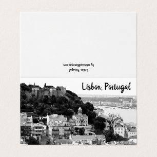 Zwarte en witte skyline van Lissabon Portugal Kaart