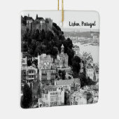 Zwarte en witte skyline van Lissabon Portugal Keramisch Ornament (Rechts)