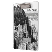 Zwarte en witte skyline van Lissabon Portugal Klembord (Links)