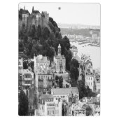 Zwarte en witte skyline van Lissabon Portugal Klembord (Achterkant)