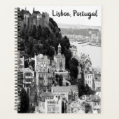 Zwarte en witte skyline van Lissabon Portugal Planner (Voorkant)