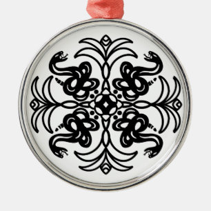 Zwarte en witte slang Mandala Metalen Ornament