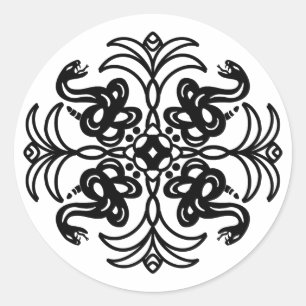 Zwarte en witte slang Mandala Ronde Sticker
