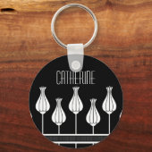 Zwarte en witte Sleutelhanger Deco Floral (Voorkant)