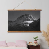 Zwarte en witte sneeuwberg hangend wandkleed (Slaapkamer)