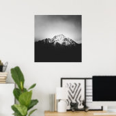 Zwarte en witte sneeuwberg poster (Thuiskantoor)