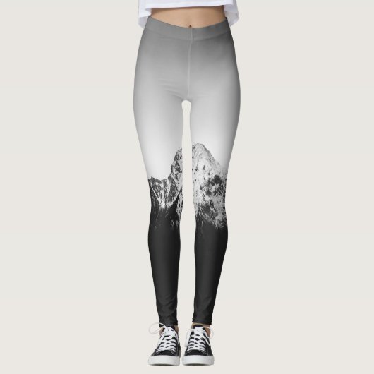 Zwarte en witte sneeuwberg Storžič, Slovenië Leggings (Voorkant)