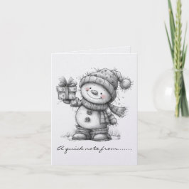 Zwarte en Witte Sneeuwman en Cadeau Notitiekaartje