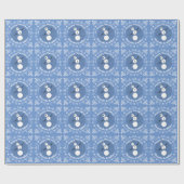 Zwarte en witte sneeuwman gepersonaliseerde Chanoe Cadeaupapier (Vlak)