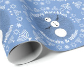 Zwarte en witte sneeuwman gepersonaliseerde Chanoe Cadeaupapier (Rol Hoek)