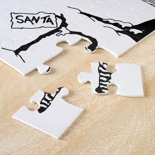 zwarte en witte sneeuwman glimlacht op kerst legpuzzel (Zijkant)