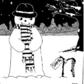 Zwarte en witte sneeuwman met kerstmis standaard schort