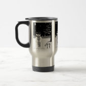 zwarte en witte sneeuwpop , gekleed voor kerstmis reisbeker (Links)