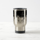 zwarte en witte sneeuwpop , gekleed voor kerstmis reisbeker (Center)