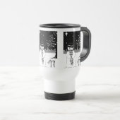 zwarte en witte sneeuwpop , gekleed voor kerstmis reisbeker (Voorkant rechts)