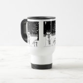 zwarte en witte sneeuwpop , gekleed voor kerstmis reisbeker (Voorkant links)