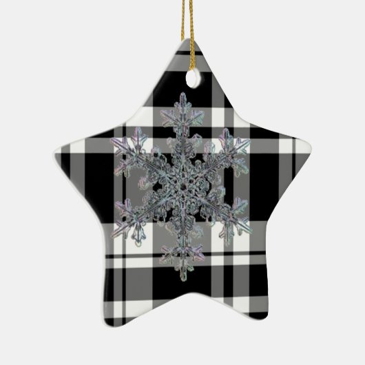 zwarte en witte sneeuwvlok keramisch ornament (Rechts)