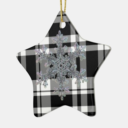 zwarte en witte sneeuwvlok keramisch ornament (Links)