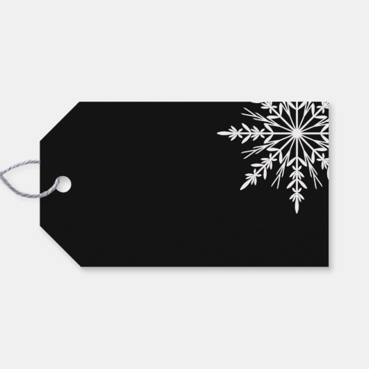 Zwarte en witte sneeuwvlok winterbruiloft cadeaulabel (Achterkant Horizontaal)