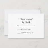 Zwarte en witte sneeuwvlok winterbruiloft RSVP (Achterkant)