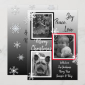 Zwarte en witte sneeuwvlokken Familie Foto's Kerst Kaart (Voorkant / Achterkant)