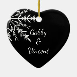 Zwarte en witte sneeuwvlokken winterbruiloft keramisch ornament