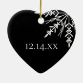 Zwarte en witte sneeuwvlokken winterbruiloft keramisch ornament (Achterkant)