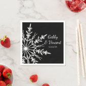 Zwarte en witte sneeuwvlokken winterbruiloft servetten (Insitu)