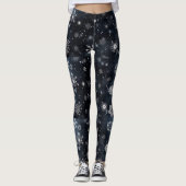 Zwarte en witte sneeuwvlokken WinterLeggings Leggings (Voorkant)