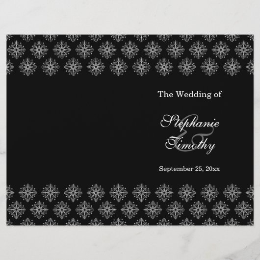 Zwarte en witte sneeuwvlokken wintertrouwprogramma (Voorkant)
