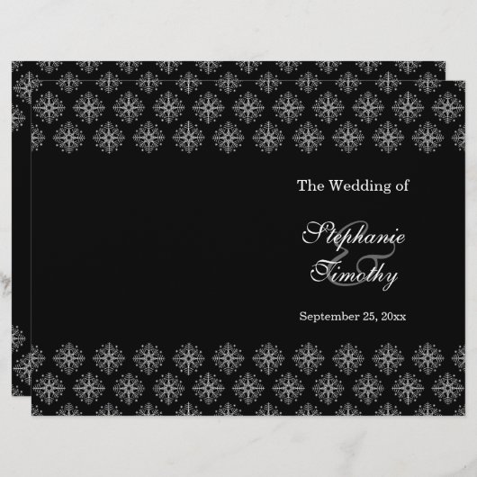 Zwarte en witte sneeuwvlokken wintertrouwprogramma (Voorkant / Achterkant)