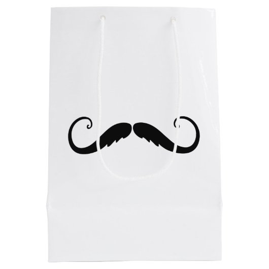 Zwarte en witte snor medium cadeauzakje (Achterkant)