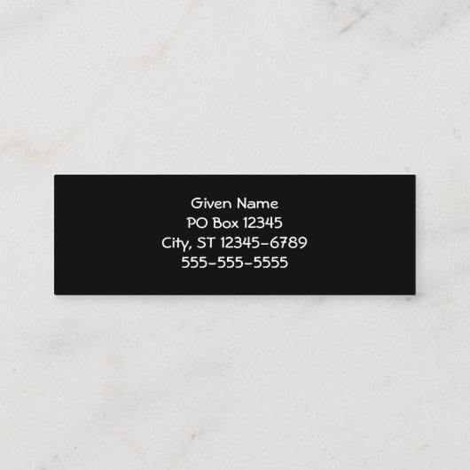 Zwarte en witte snor mini visitekaartje (Achterkant)