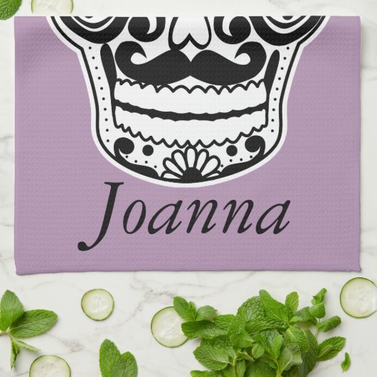 Zwarte en witte snor theedoek (Gevouwen)