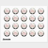 Zwarte en witte snowflake Merry-kerst Ronde Sticker (Vel)