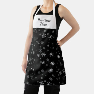 Zwarte en witte Snowflake Pattern Kerstmis Schort