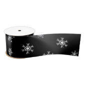 Zwarte en witte snowflakes kerstcadeaus satijnen lint (Spoel)