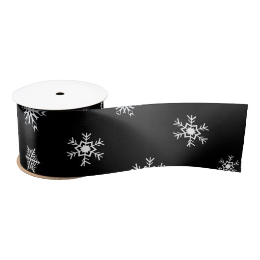 Zwarte en witte snowflakes kerstcadeaus satijnen lint (Spoel)