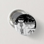zwarte en witte snowman die glimlacht voor kerstmi ronde button 3,2 cm (Voorkant /achterkant)